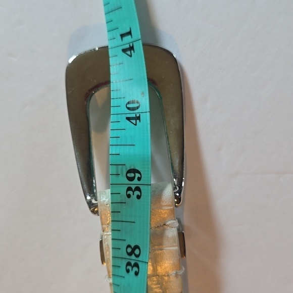 Liz Claiborne Cream Bling Leather Embossed Belt w/ Sparkle Rhinestones Sz.Medium - Picture 5 of 11